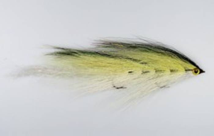 Double Hook Bucktail Tandem Streamer black/yellow/white